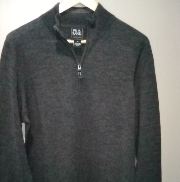 Jos. A.Bank 100% Traveler Merino Wool Sweater Medium Grey 1/4 Zip - Picture 1 of 4